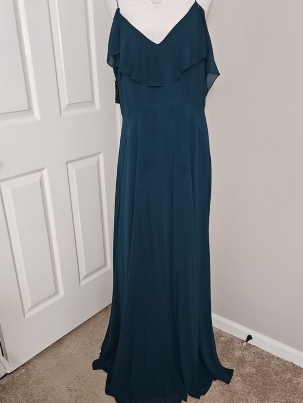 Jenny Yoo Mika Dress Caspian Sea Forest Green Bridesmaid Maxi Dress Size 14 - Picture 5 of 16